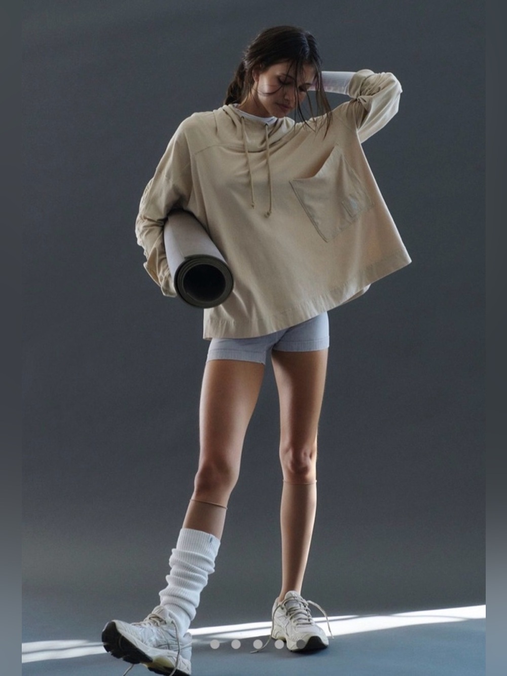 New FP Movement by Free People Hot Shot Hooded Layer Long Sleeve ~ Oatmeal